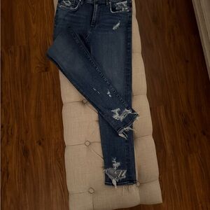 Agolde Dark Blue Distressed Skinny Jeans